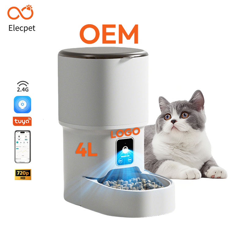 Hrănitor automat inteligent pentru animale de companie 4L cu Wifi pentru pisici și câini, control prin aplicație Tuya, distribuitor de hrană ecologic